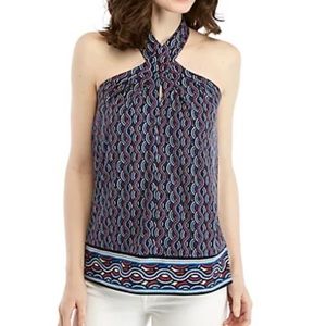 Michael Kors Large Wavy Border Halter Neck Top
